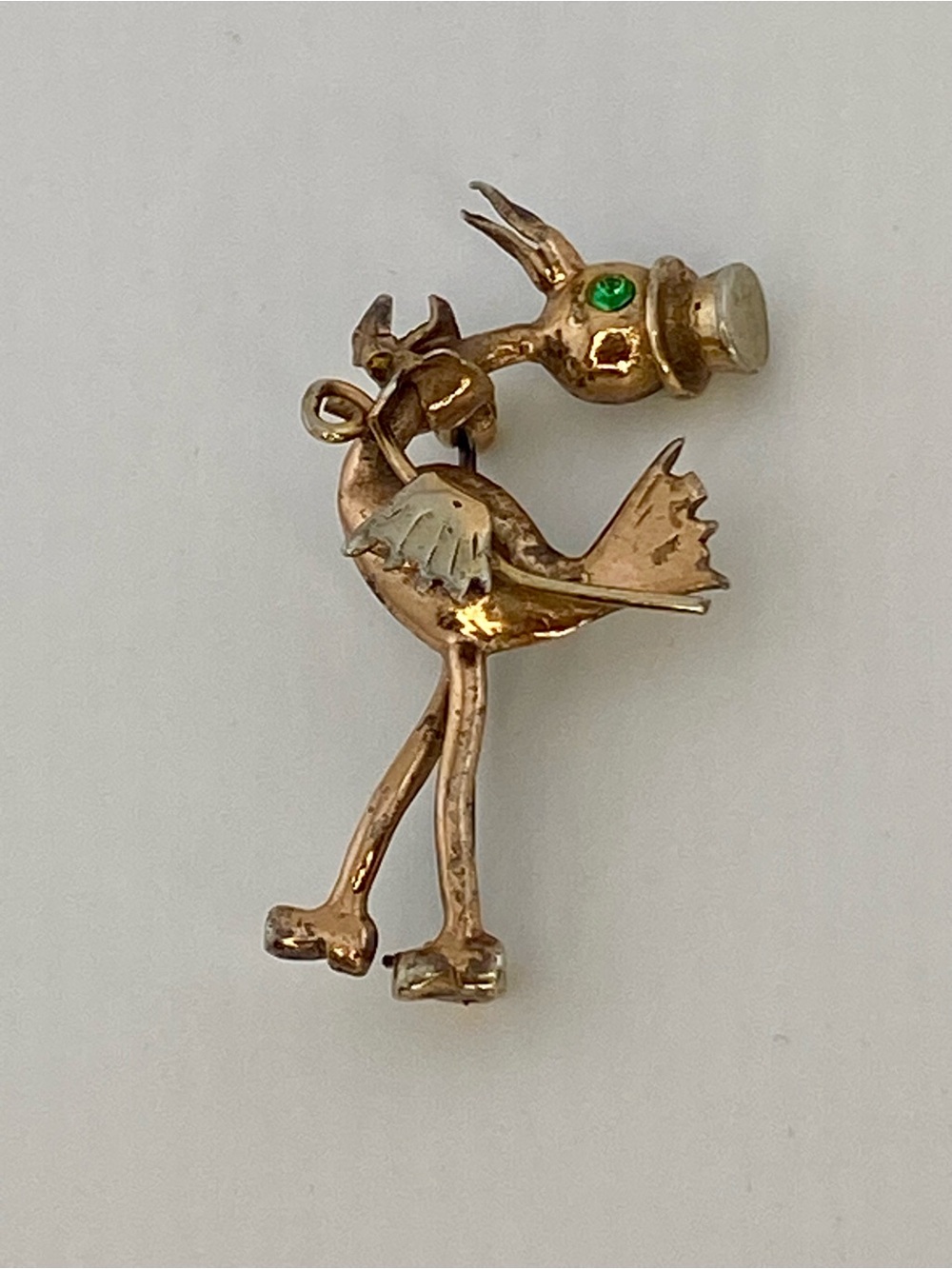 Vintage Sterling Gilt Stork Brooch 1940’s